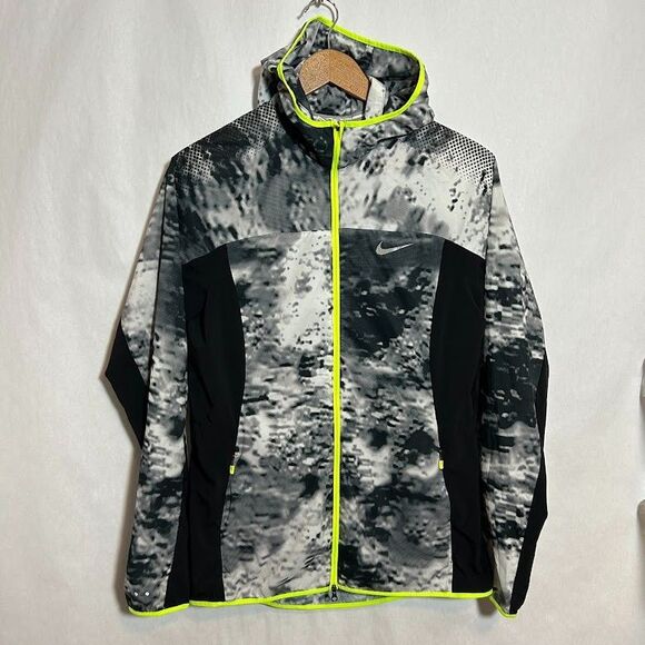 Nike Trail Kiger Full Zip Hooded Running Jacket Womens Medium Reflective Black - Picture 2 of 9